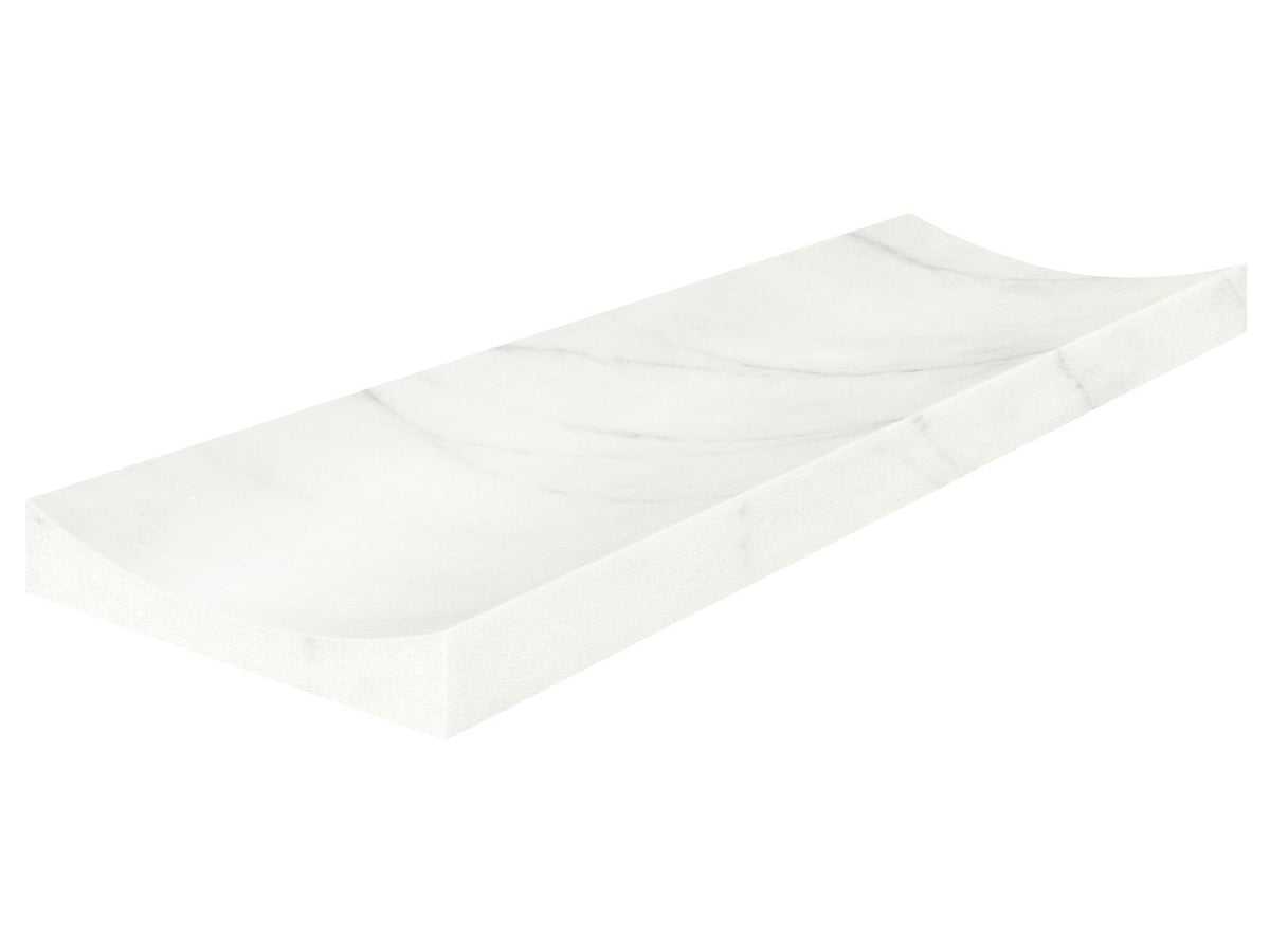 4 x 12 in Eterna Bianco Fluto Honed Marble Tile, fluted face
