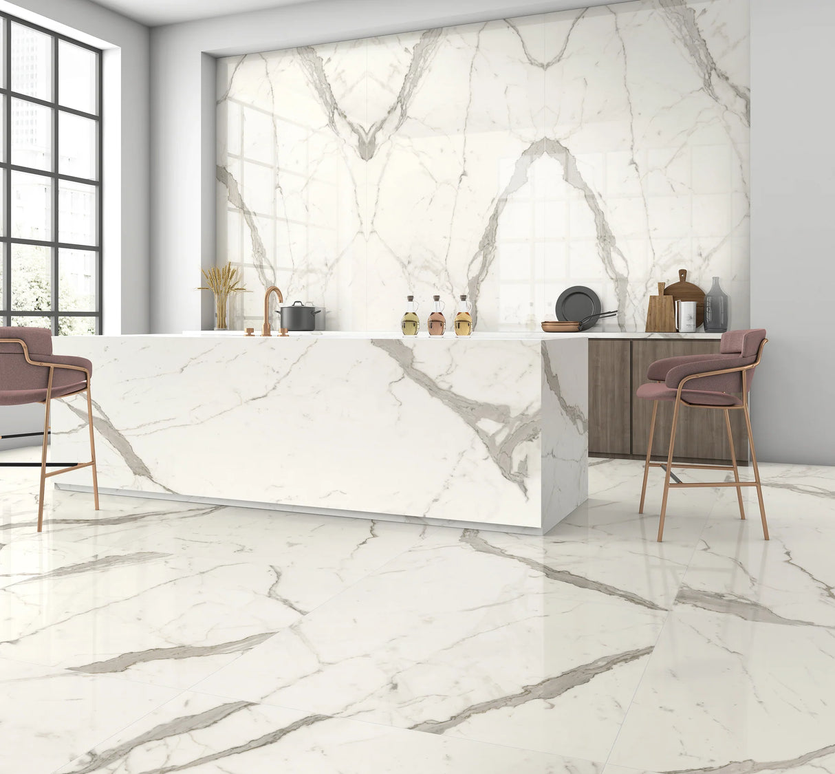Jem 48 X 110 Polished Porcelain Tile in Capriccio Grey Bookmatch B