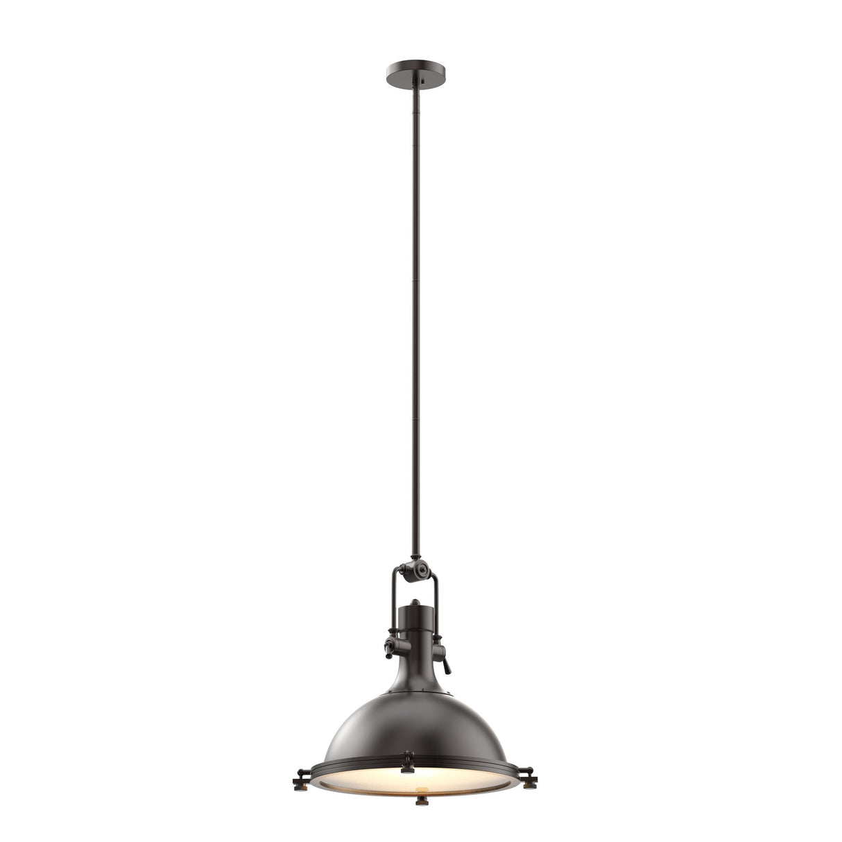 Industrial Pendant Light Fixture, Bronze Finish, Dome Shape, Includes Extension Rods 1x6"+3x12", E26 Base