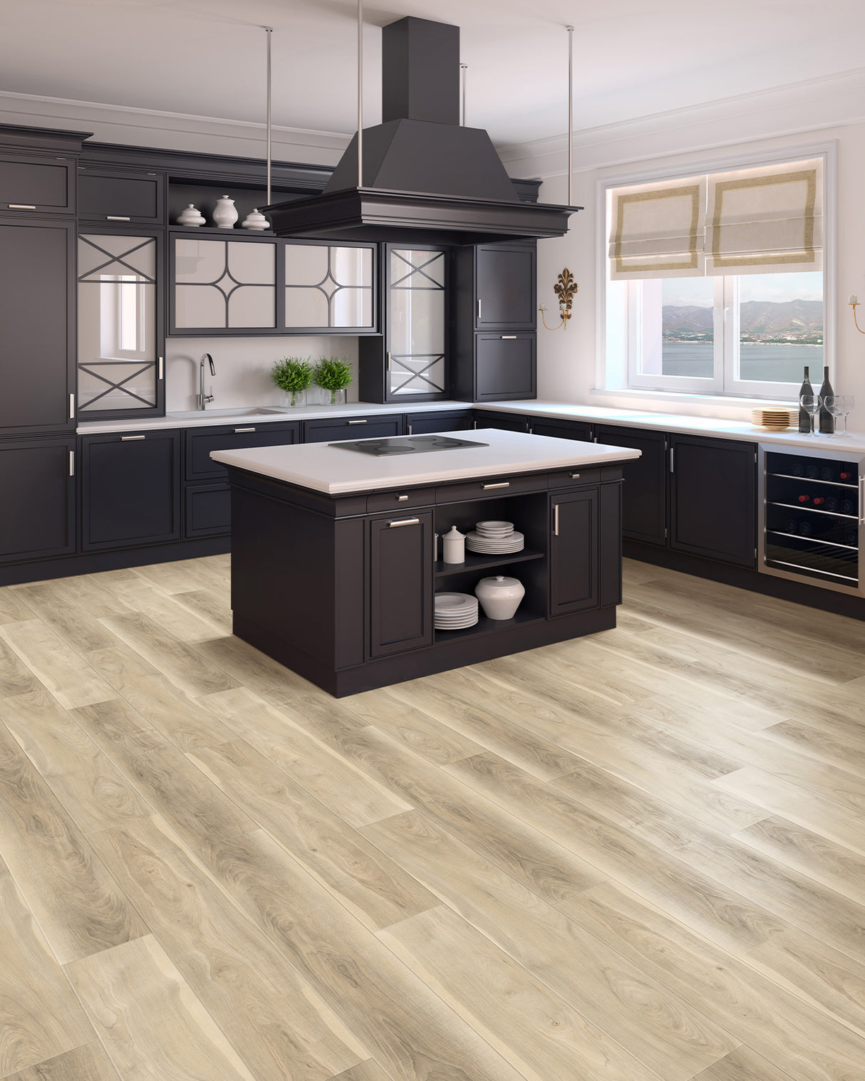 HPC Luxury Vinyl Flooring, Click Lock Floating, Farmhouse Hickory, 7" X 60" X 10mm, 22 mil Wear Layer - Genesis Hpc Collection (17.71 SQFT/CTN)