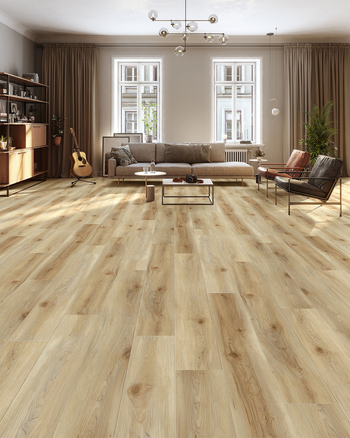 HPC Luxury Vinyl Flooring, Click Lock Floating, Spalted Maple, 7" X 60" X 10mm, 22 mil Wear Layer - Genesis Hpc Collection (17.71 SQFT/CTN)