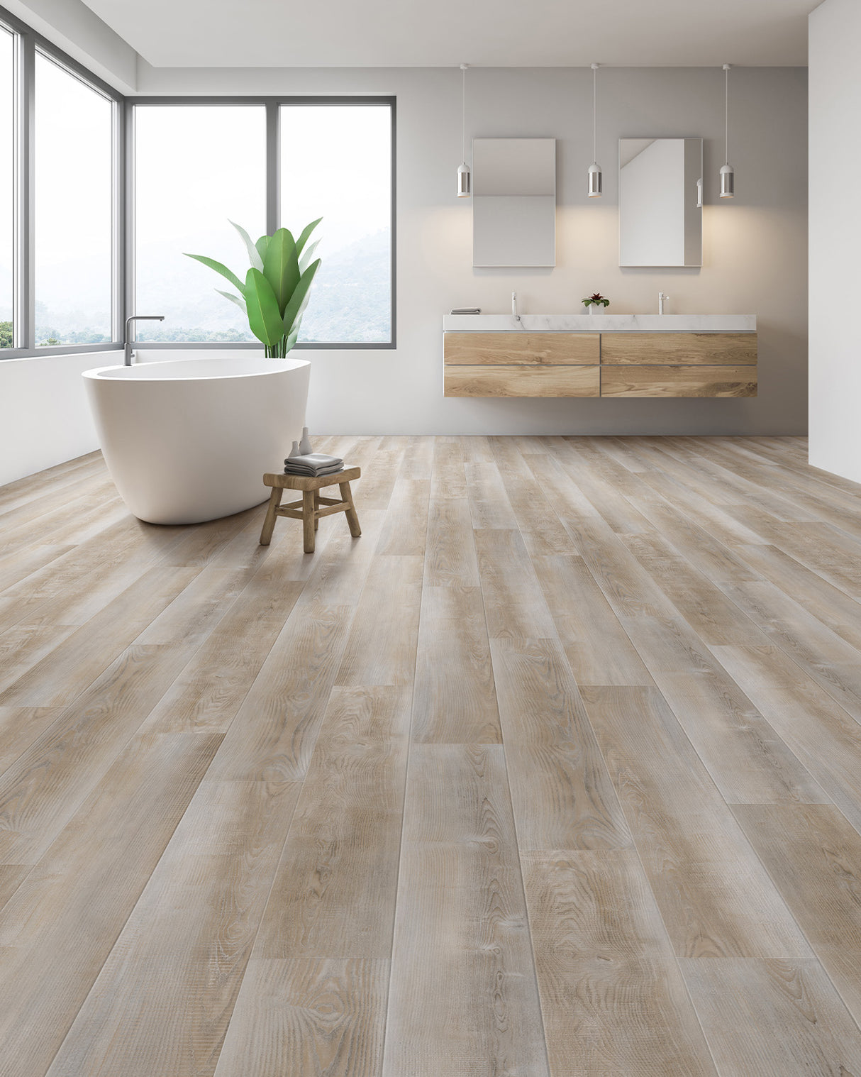 HPC Luxury Vinyl Flooring, Click Lock Floating, Sugar Pine, 7" X 60" X 10mm, 22 mil Wear Layer - Genesis Hpc Collection (17.71 SQFT/CTN)