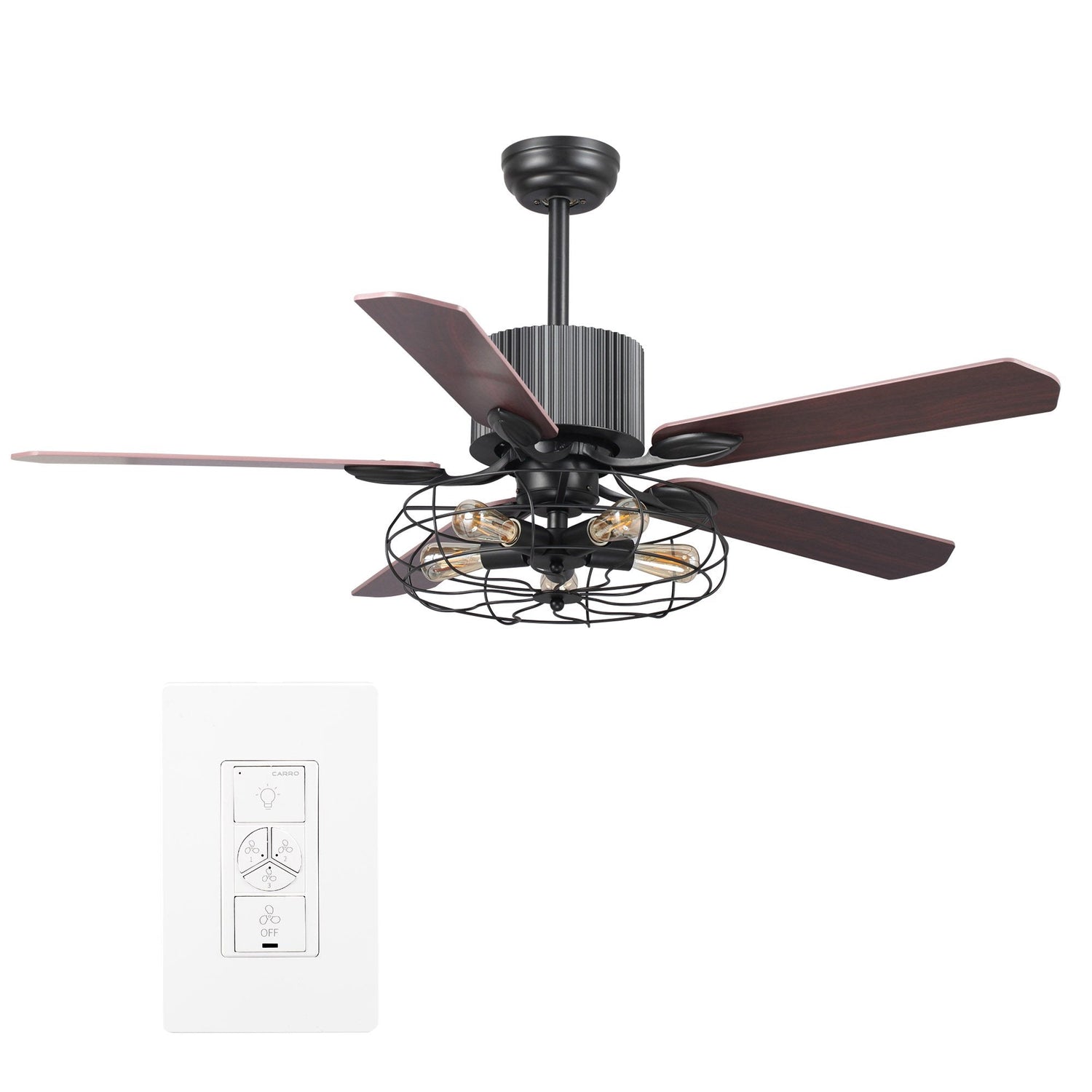 Heritage 52" In. 5 Blade Smart Ceiling Fan with LED Light Kit Works with Wall control, Wi-Fi apps and Voice control via Google Assistant/Alexa/Siri