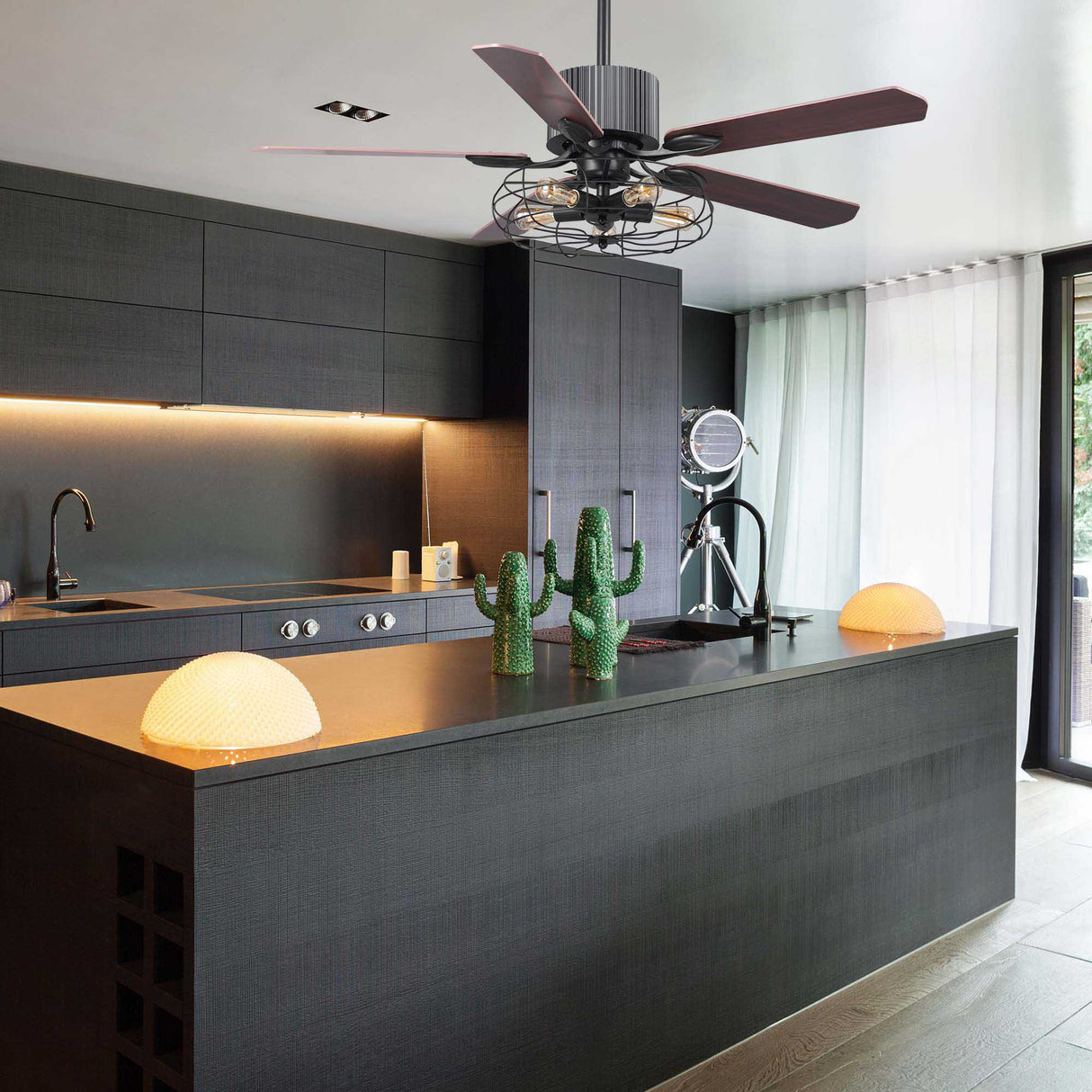 Heritage 52" In. 5 Blade Smart Ceiling Fan with LED Light Kit Works with Wall control, Wi-Fi apps and Voice control via Google Assistant/Alexa/Siri