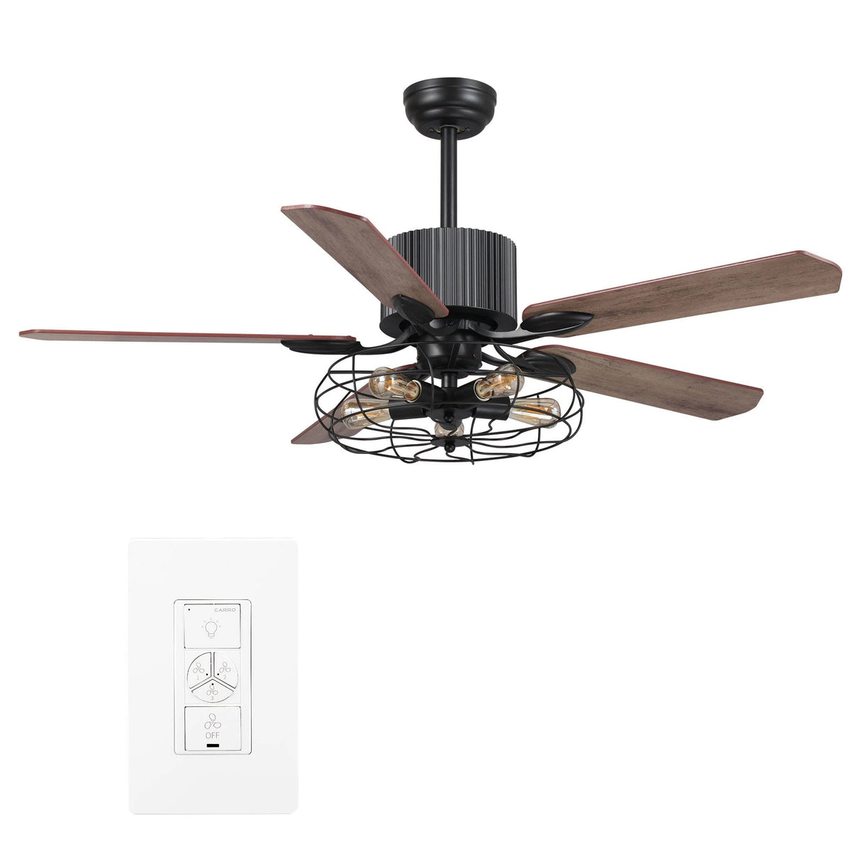Heritage 52" In. 5 Blade Smart Ceiling Fan with LED Light Kit Works with Wall control, Wi-Fi apps and Voice control via Google Assistant/Alexa/Siri
