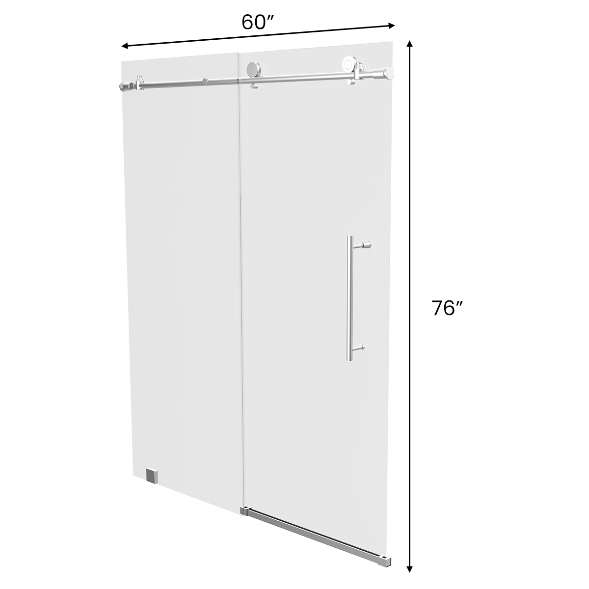60" x 76" Frameless Shower Door - Acrylic Shower Pan with Drain - Shower Kit with 5pc Shower Wall System