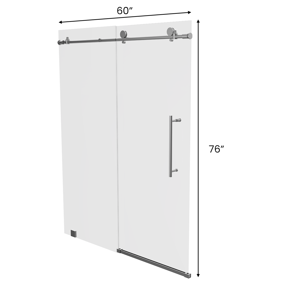 60" x 76" Frameless Shower Door - Acrylic Shower Pan with Linear Drain - Shower Kit with 5pc Shower Wall System