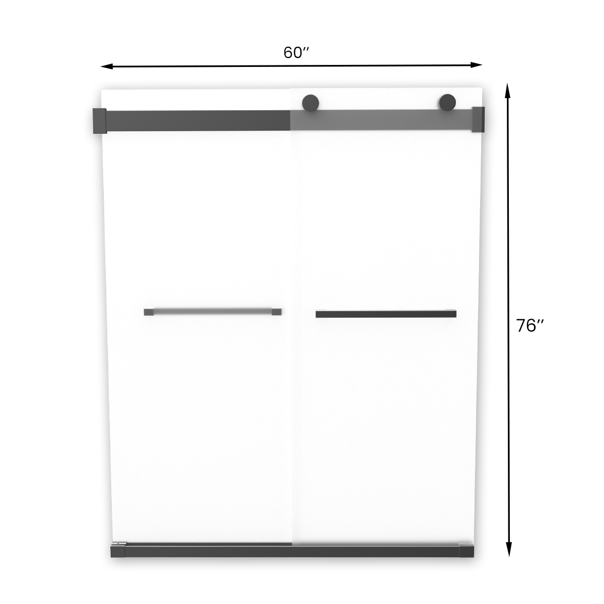 Ivanees Adjustable Semi-Frameless Dual Sliding Glass Shower Door with Frosted Tempered Glass