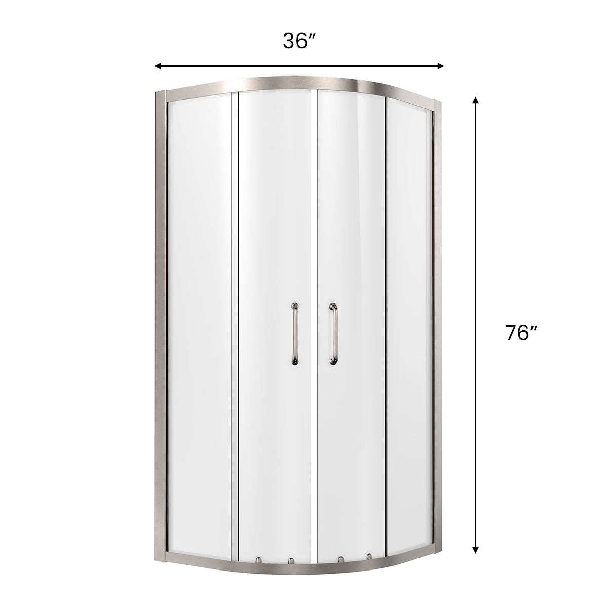 Ivanees 36 In. x 76 In Framed Corner Sliding Shower Enclosure with Curved 8mm Clear Tempered Glass