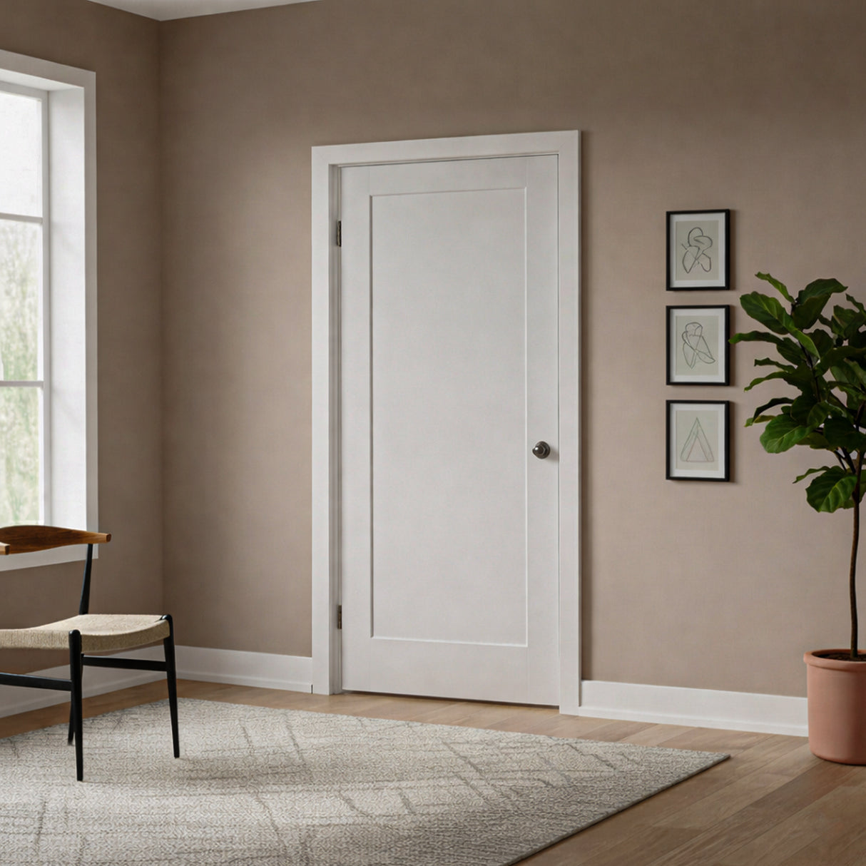 Ivanees 1-Panel Solid Core Shaker Door Slab 80 Inch Height