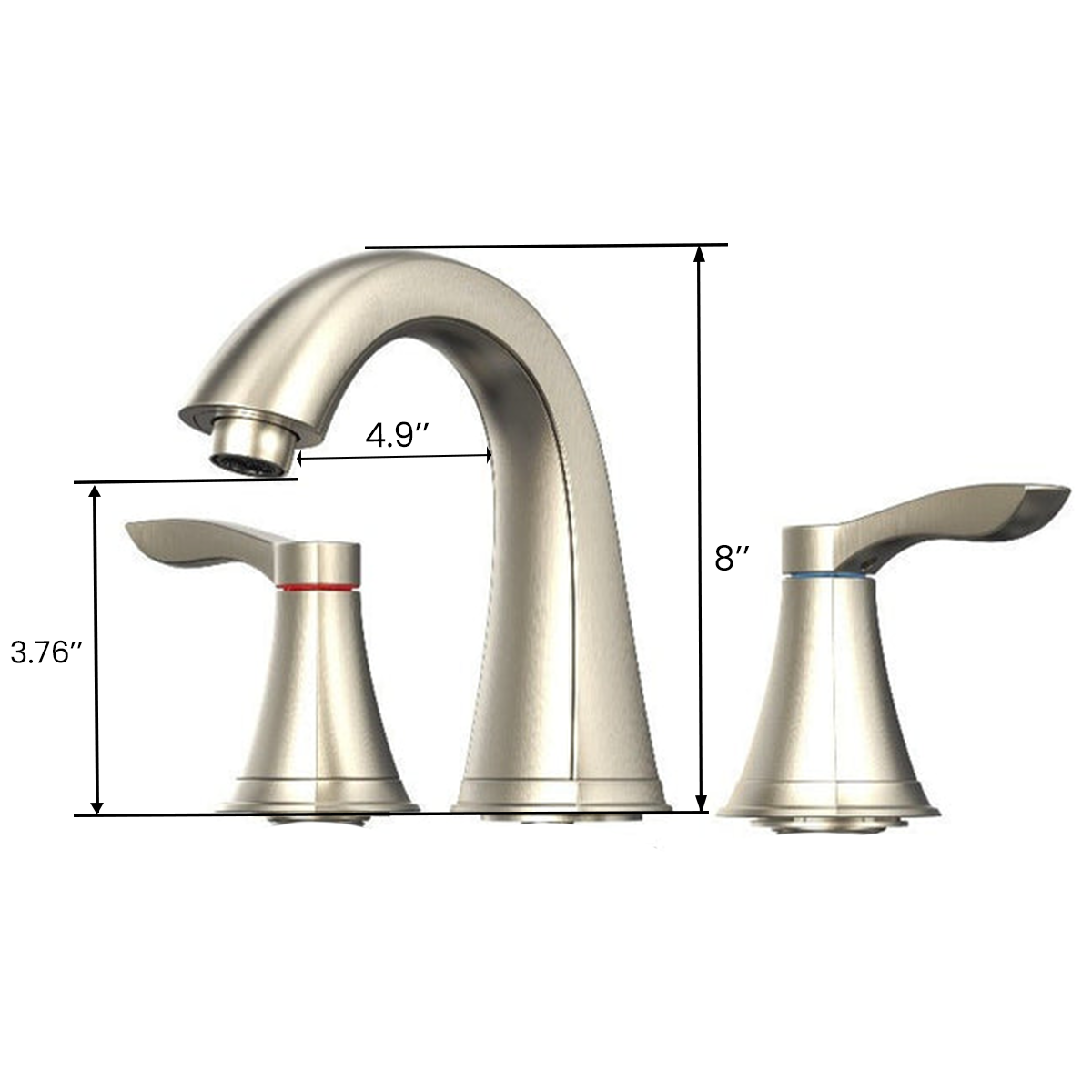 8 In. Two-handle 3-Hole Deck Mount Widespread Bathroom Sink Faucet in Brushed Nickel With Pop up drain