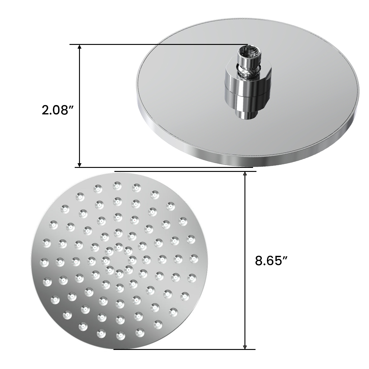 Rain Shower Single Settings, Soft Self-Cleaning Nozzles, ABS Ball Joint Without Stainless Steel Shower Arm