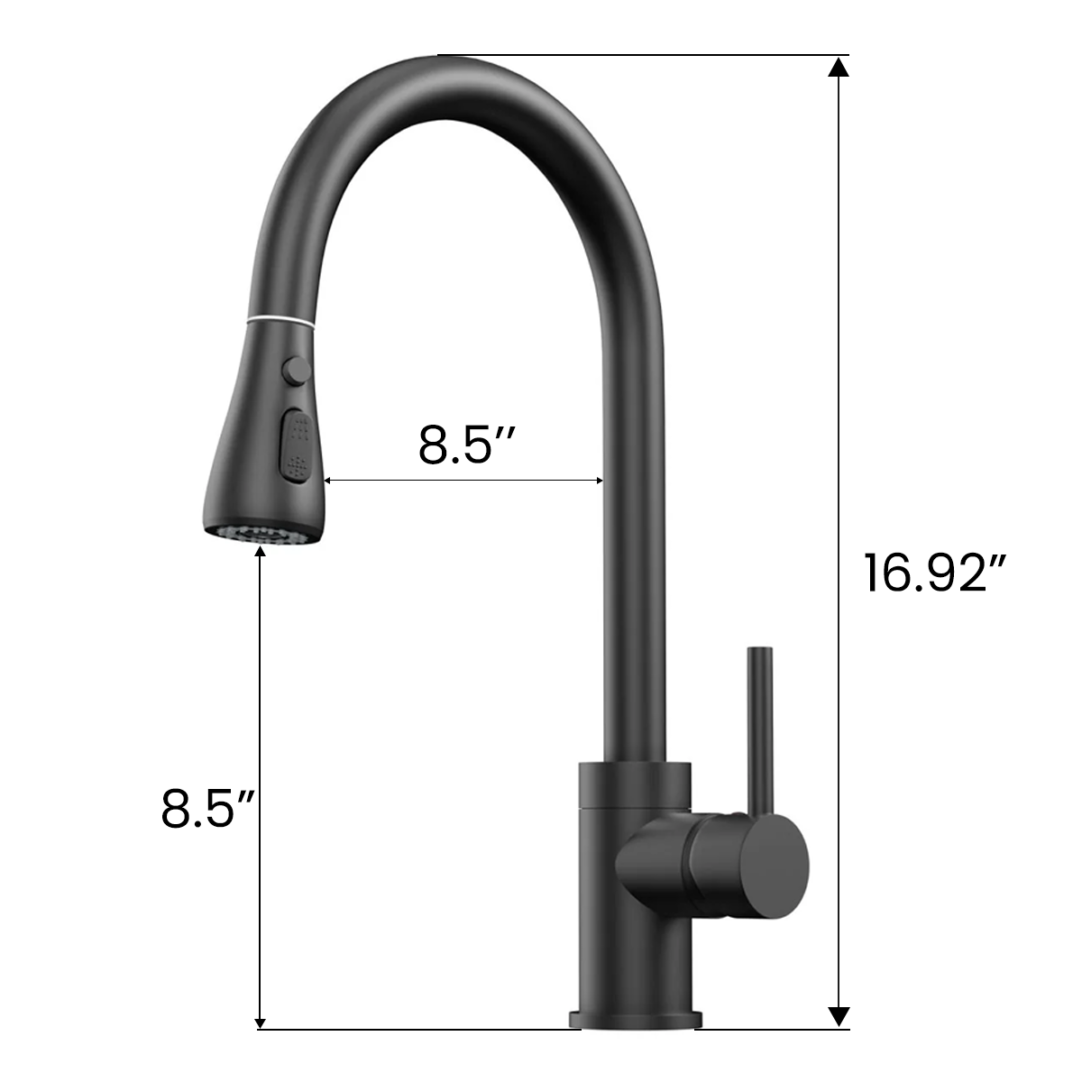 16.92 Inches Single Handle Pull-down Sprayer Kitchen Faucet With Plate, and Brass Body