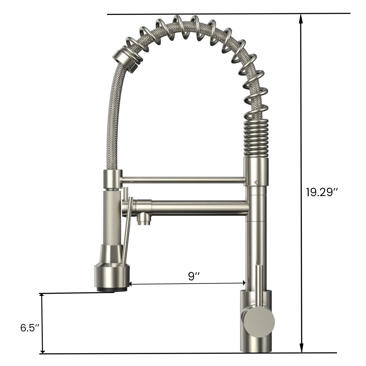 19.29 Inches Single Handle Pull-down Sprayer Kitchen Faucet With Black Plate