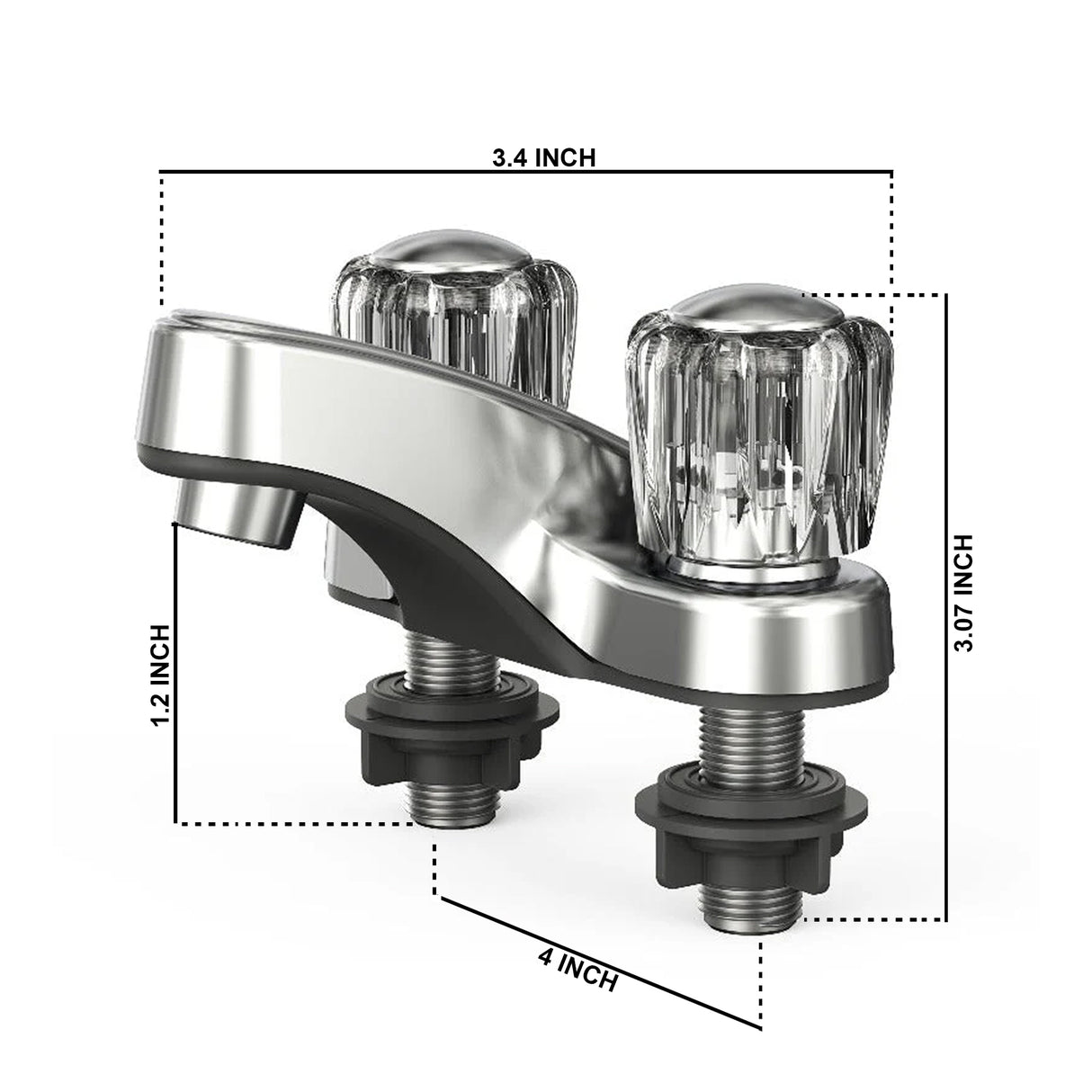 4 In. Centerset 2-Hole Double Handle Deck Mount Bathroom Sink Faucet With Plastic Handle in Polished Chrome