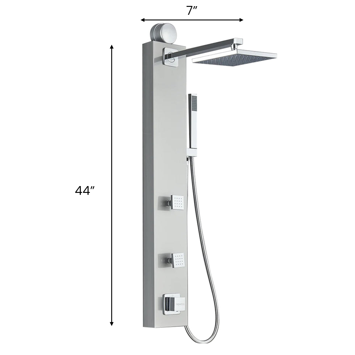 Shower Panel System - Brushed Finish - Head Shower, Hand Shower - 2Pcs ABS Body Jets
