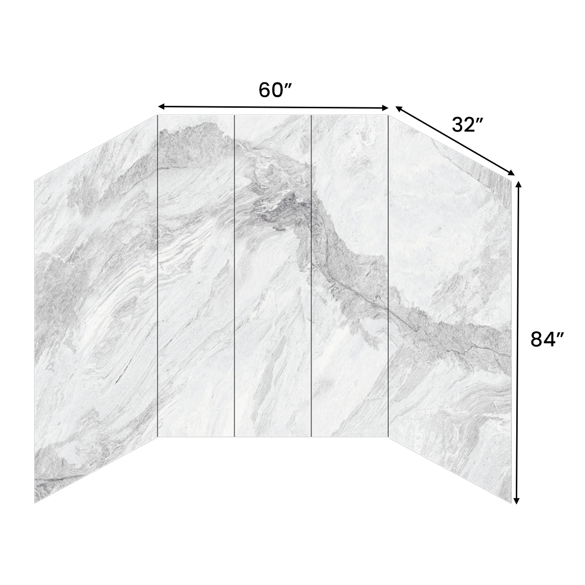 Ivanees 60"W x 32"D x 84"H - Arbescato Polished Shower Wall System (5-Piece)