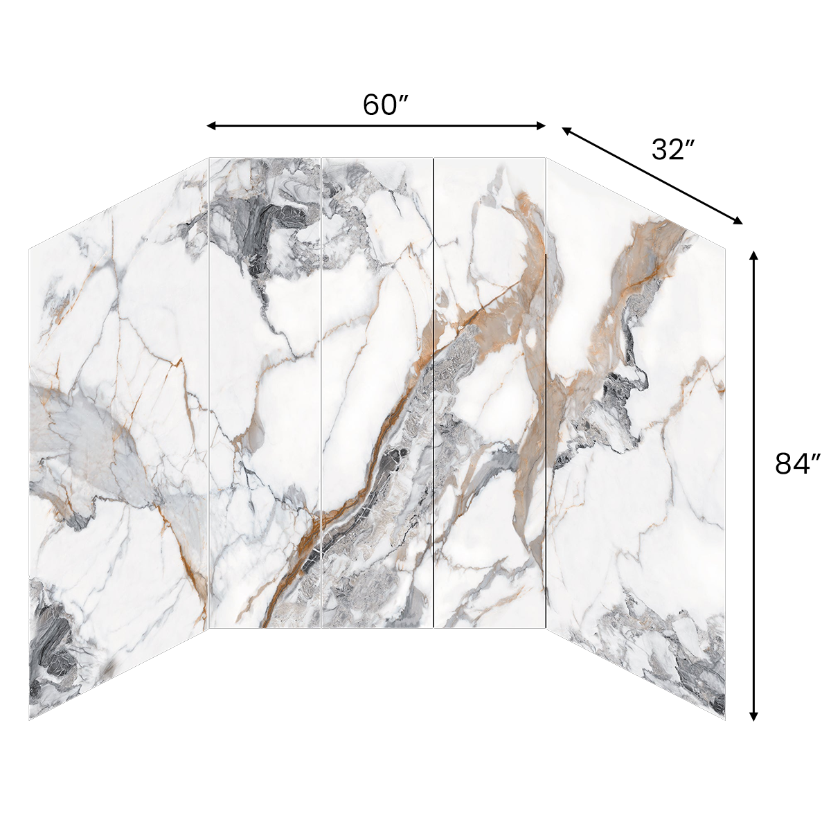 Ivanees 60"W x 32"D x 84"H - Oro Polished Shower Wall System (5-Piece)