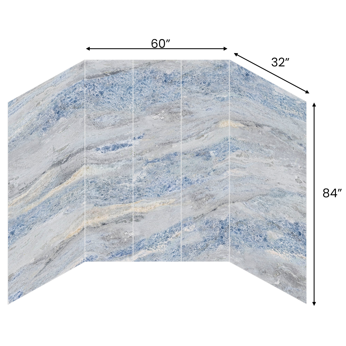 Ivanees 60"W x 32"D x 84"H - Azul Matte Shower Wall System (5-Piece)