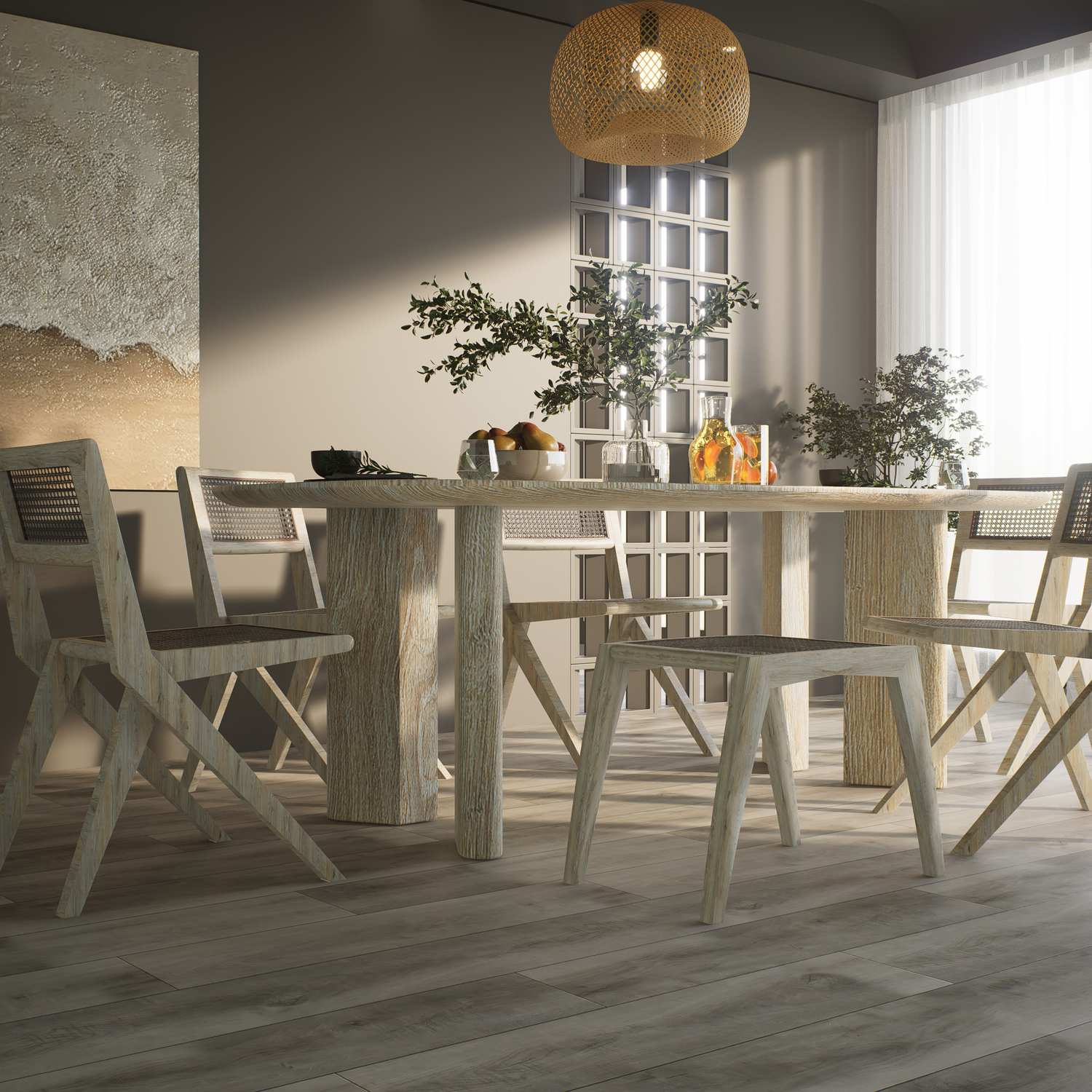 SPC Luxury Vinyl Flooring, Click Lock Floating, Kumo, 9" x 60" x 6.5mm, 20 mil Wear Layer - NATURAL ESSENCE PLUS Collection (22.88SQ FT/ CTN)