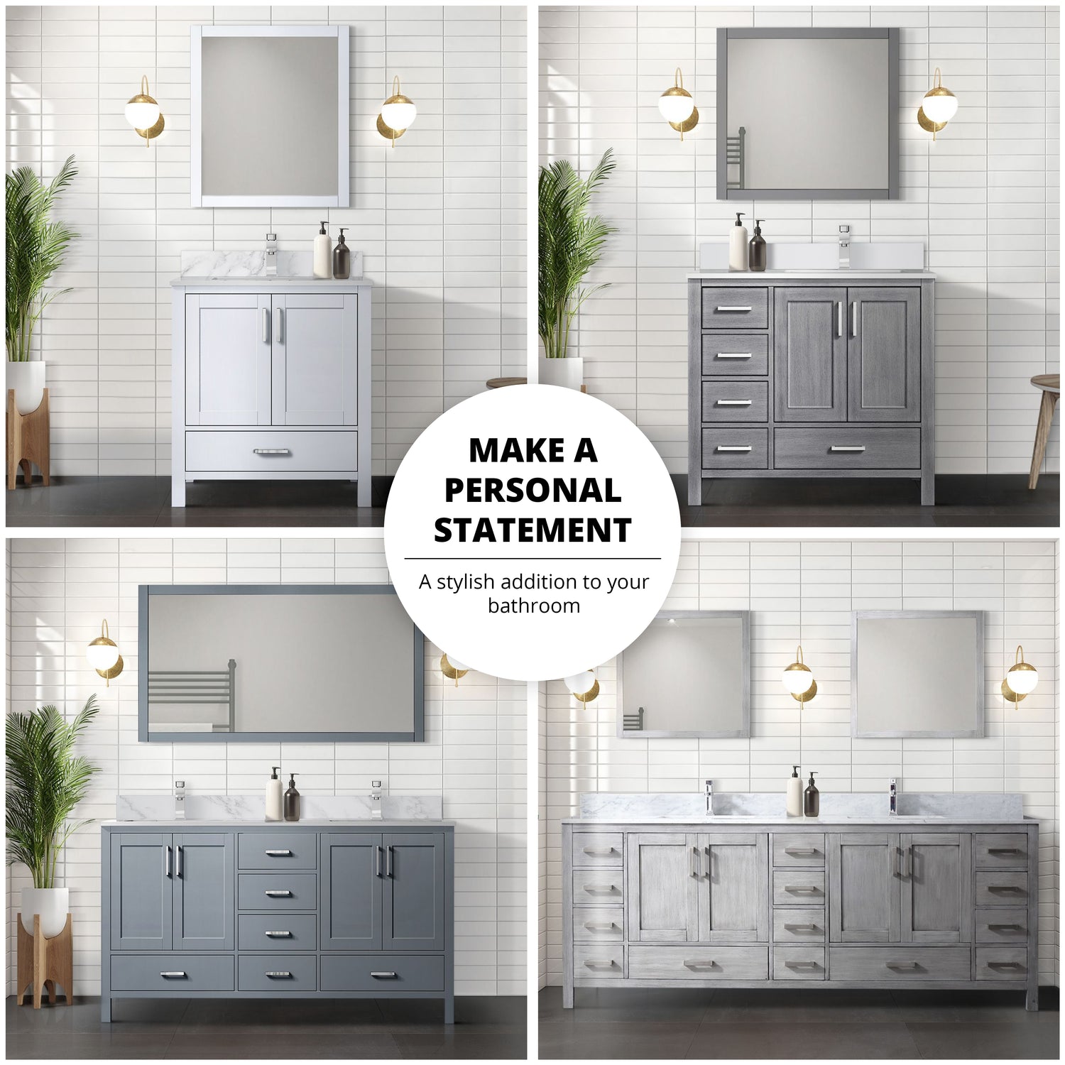 Jacques 30 in. Freestanding Bathroom Vanity with White Quartz Top, White Square Sink