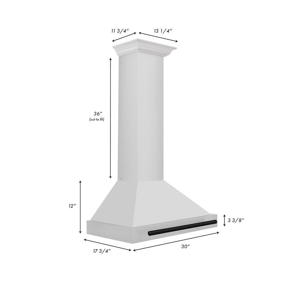 ZLINE 30 in. Autograph Edition Convertible Stainless Steel Range Hood with Stainless Steel Shell and Matte Black Accents (KB4STZ-30-MB)