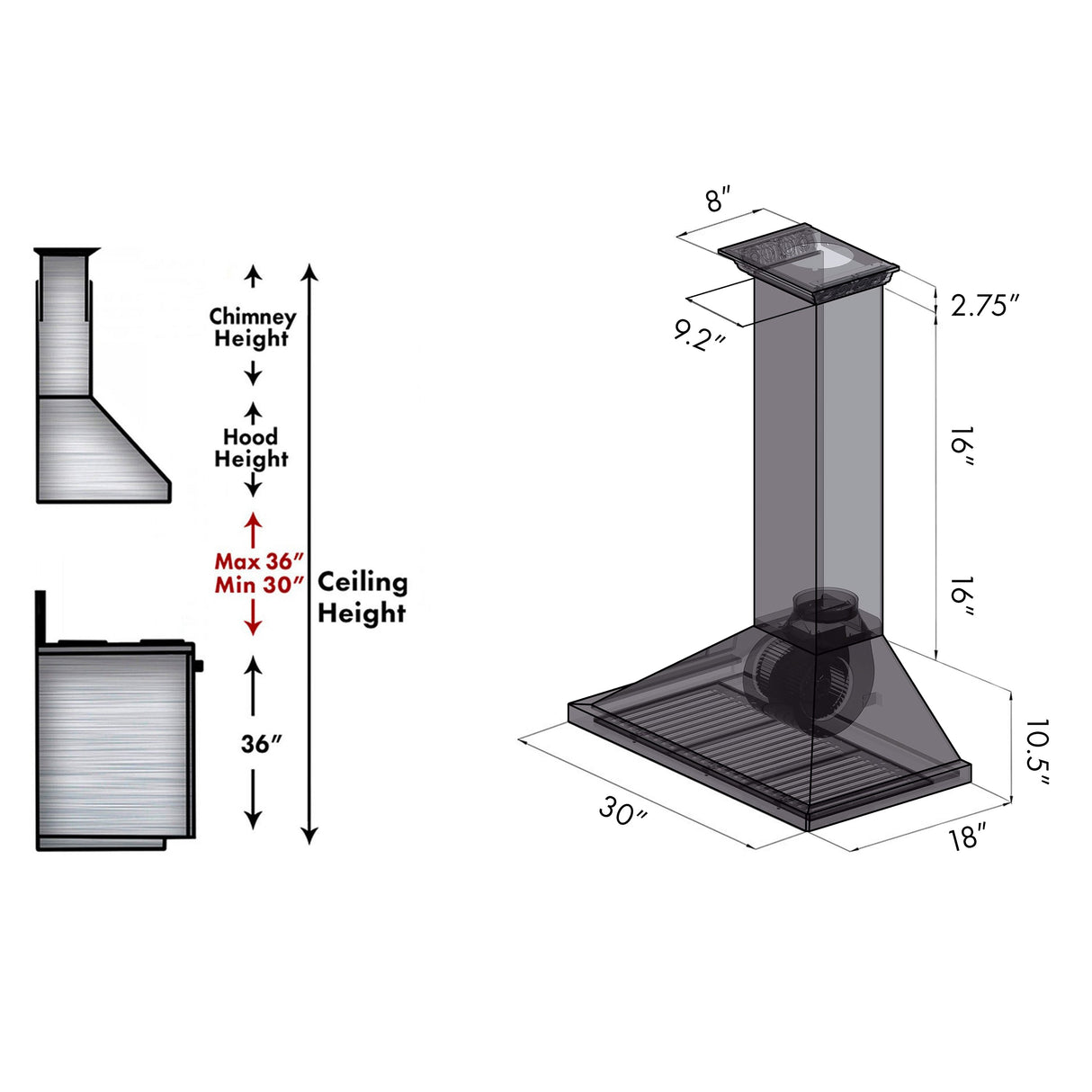 24" ZLINE CrownSound™Ducted Vent Wall Mount Range Hood in Stainless Steel with Built-in Bluetooth Speakers (KBCRN-BT-24)