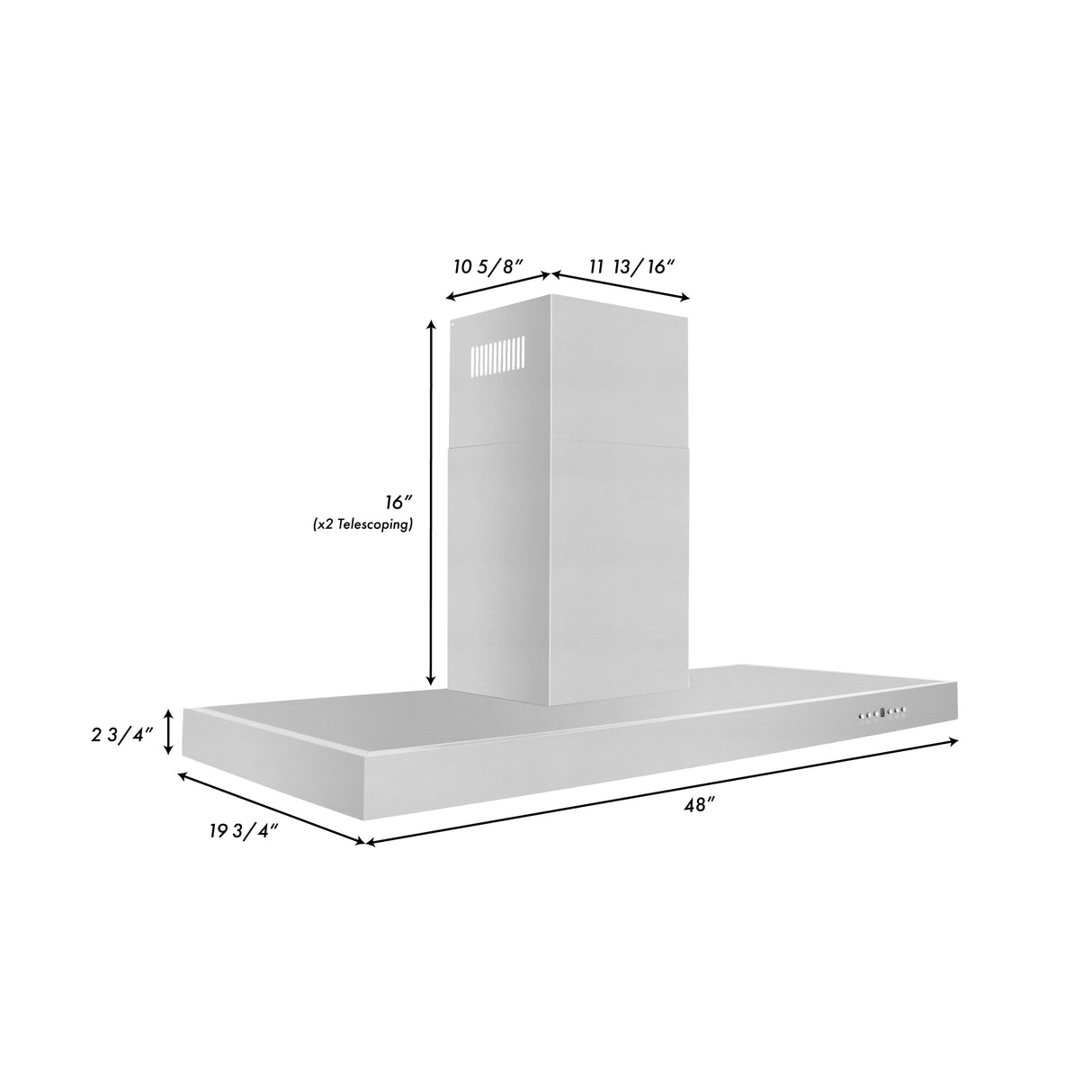ZLINE 48" Convertible Vent Wall Mount Range Hood in Stainless Steel (KE-48)
