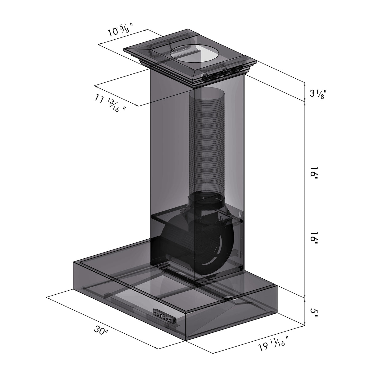ZLINE 30 in. Professional Wall Mount Range Hood In Stainless Steel With Crown Molding (KECOMCRN-30)