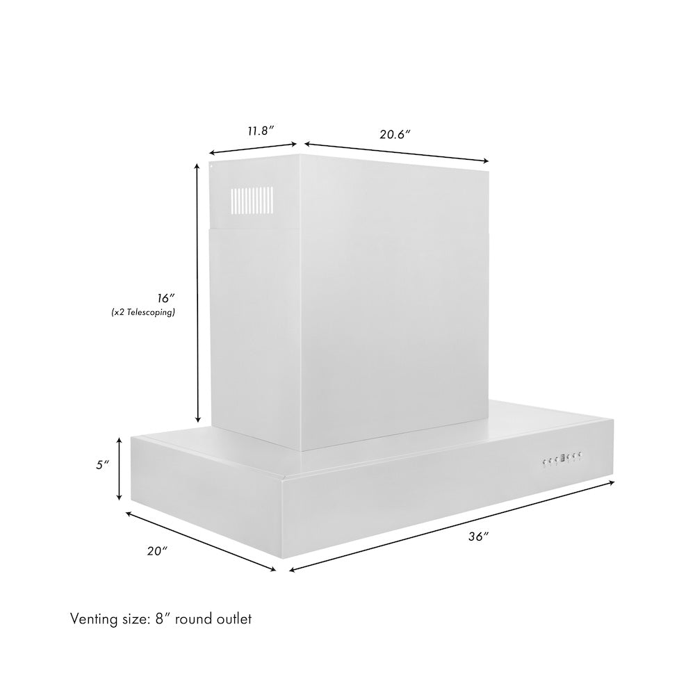 ZLINE 36" Ducted Professional Wall Mount Range Hood in Stainless Steel (KECOM-36)