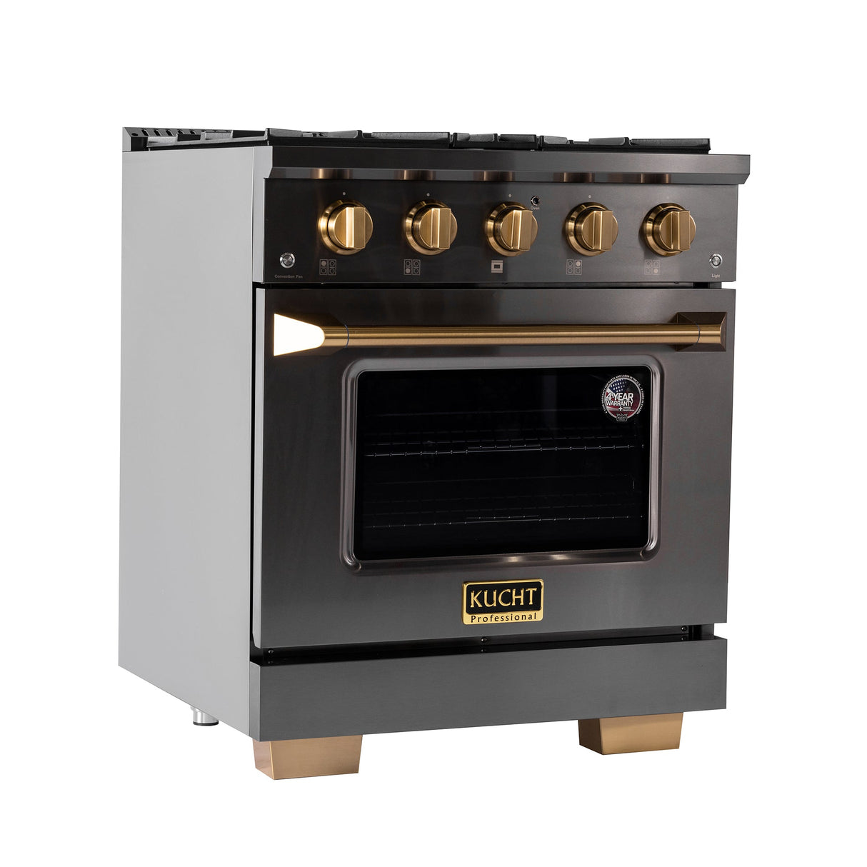 KUCHT Gemstone Professional 30 in. 4.2 cu. ft. Natural Gas Range with Sealed Burners and Convection Oven in Titanium Stainless Steel