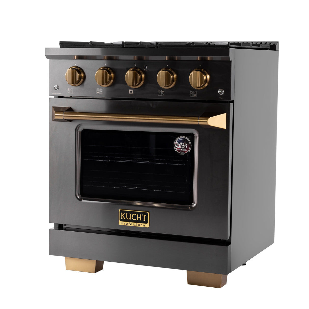 KUCHT Gemstone Professional 30 in. 4.2 cu. ft. Dual Fuel Range for Propane Gas with Sealed Burners and Convection Oven in Titanium Stainless Steel