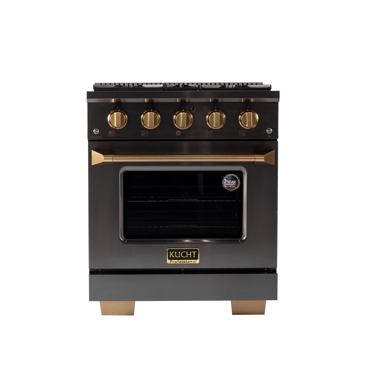 KUCHT Gemstone Professional 30 in. 4.2 cu. ft. Dual Fuel Range for Propane Gas with Sealed Burners and Convection Oven in Titanium Stainless Steel