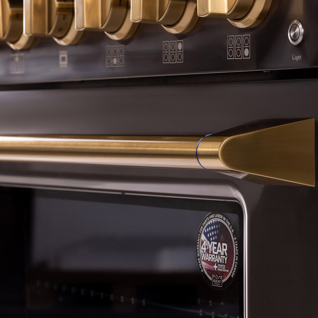 KUCHT Gemstone Professional 36 in. 5.2 cu. ft. Dual Fuel Range for Natural Gas with Sealed Burners and Convection Oven in Titanium Stainless Steel