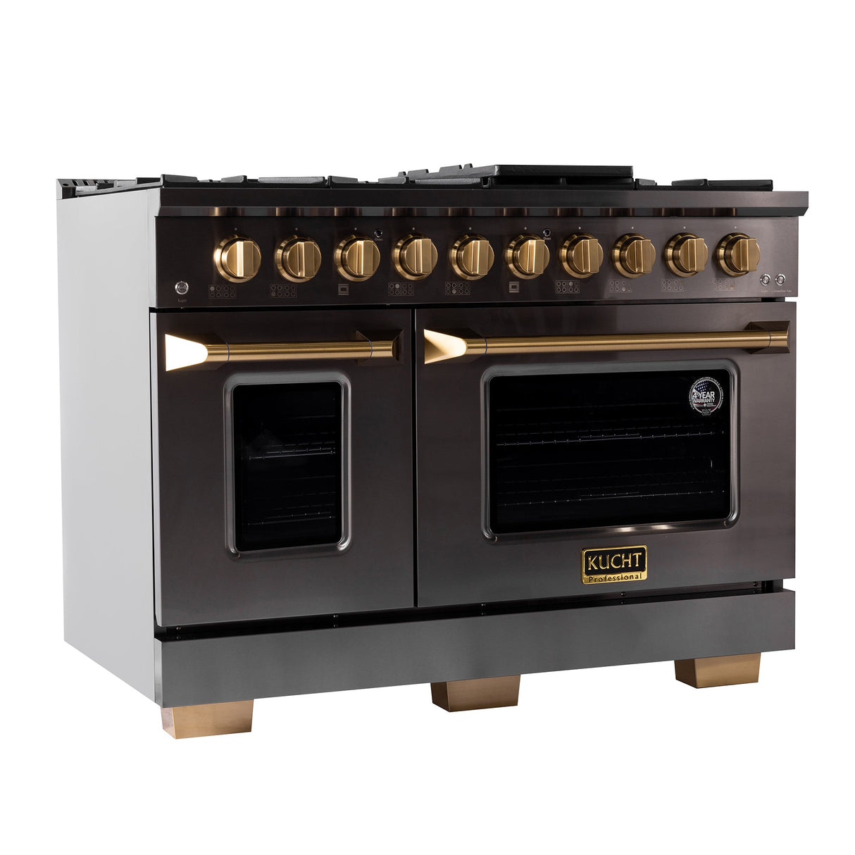 KUCHT Gemstone Professional 48 in. 6.7 cu. ft. Dual Fuel Range for Propane Gas with Sealed Burners, Griddle/Grill and Two Ovens - One Convection - in Titanium Stainless Steel