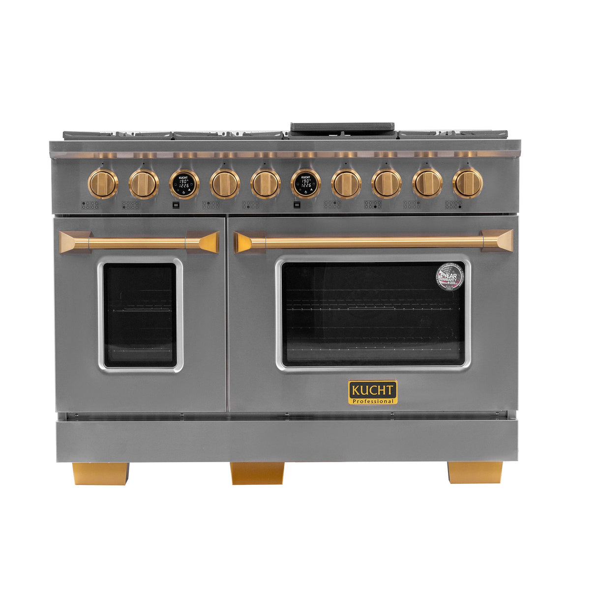 48 in. 6.7 cu. ft. 8 Burners Dual Fuel Range for Natural Gas in Stainless Steel with Kucht Horus Thermostat