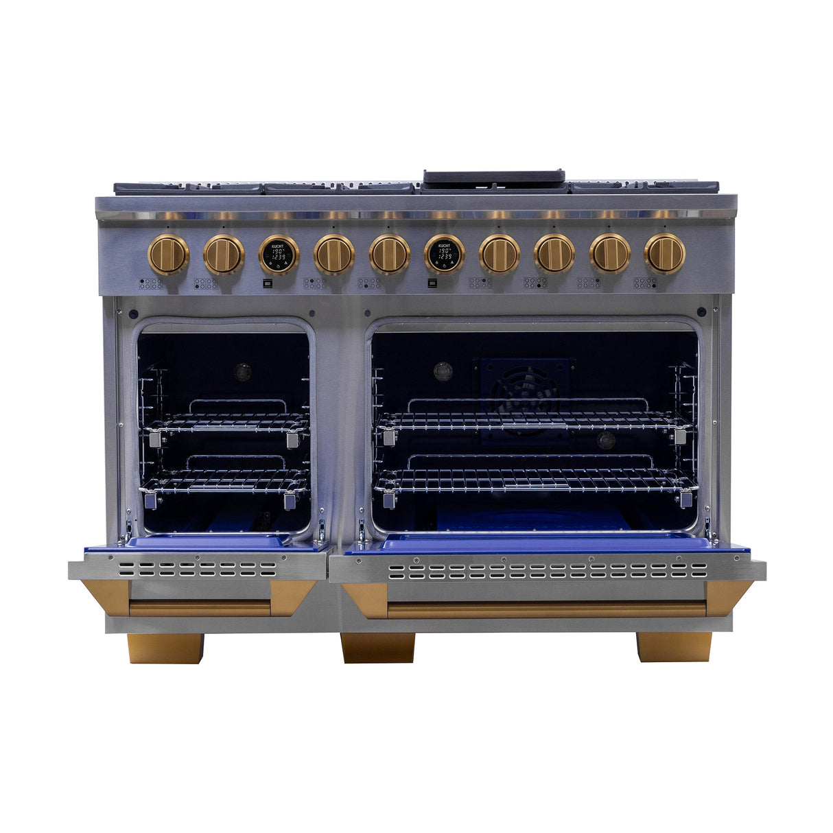 48 in. 6.7 cu. ft. 8 Burners Dual Fuel Range for Natural Gas in Stainless Steel with Kucht Horus Thermostat