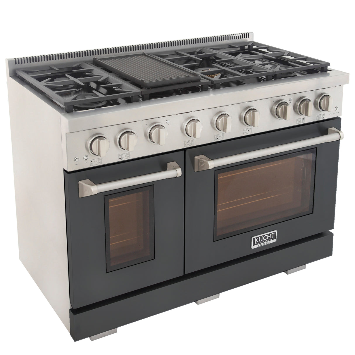 KUCHT Professional 48 in. 6.7 cu. ft. Natural Gas Range with Sealed Burners, Grill / Griddle and Two Ovens - One Convection