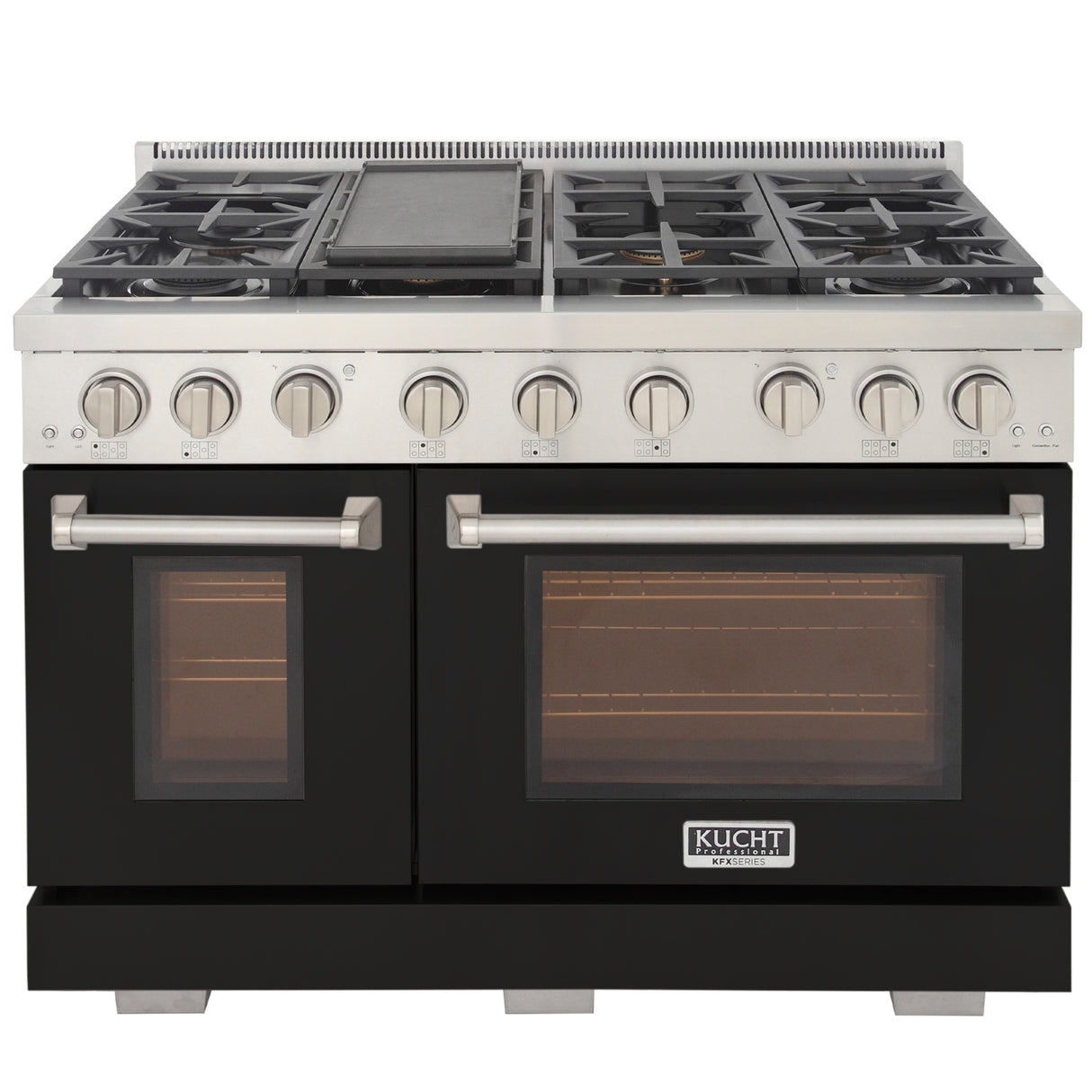 KUCHT Professional 48 in. 6.7 cu. ft. Natural Gas Range with Sealed Burners, Grill / Griddle and Two Ovens - One Convection