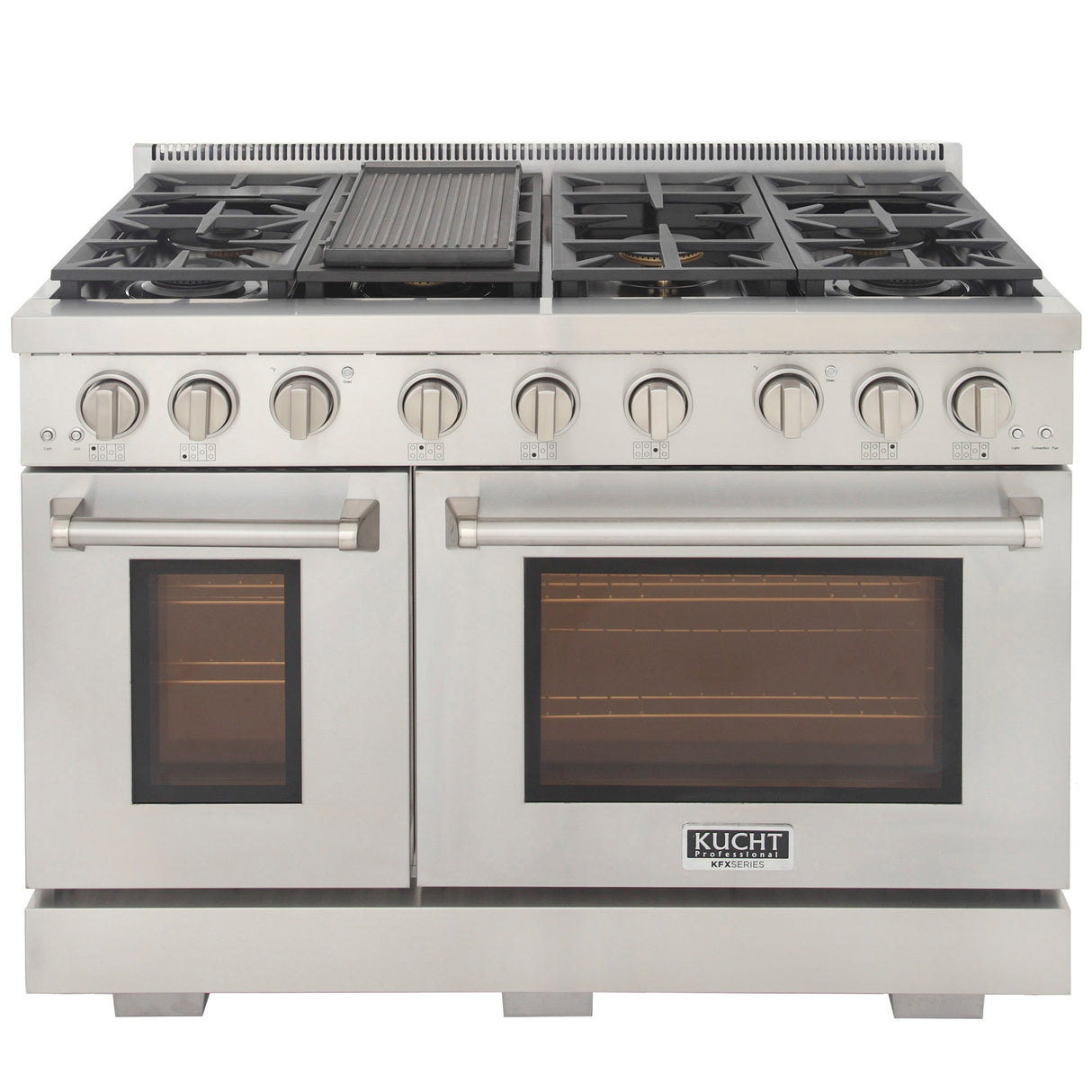 KUCHT Professional 48 in. 6.7 cu. ft. Natural Gas Range Two Ovens - One Convection - with True Simmer Burners