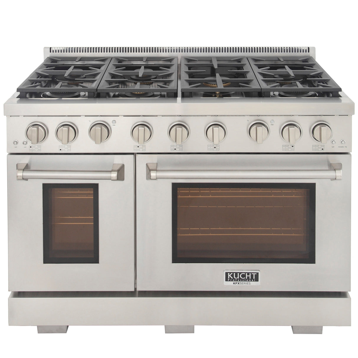 KUCHT Professional 48 in. 6.7 cu. ft. Propane Gas Range with Sealed Burners, Griddle and Two Ovens - One Convection - in Stainless Steel