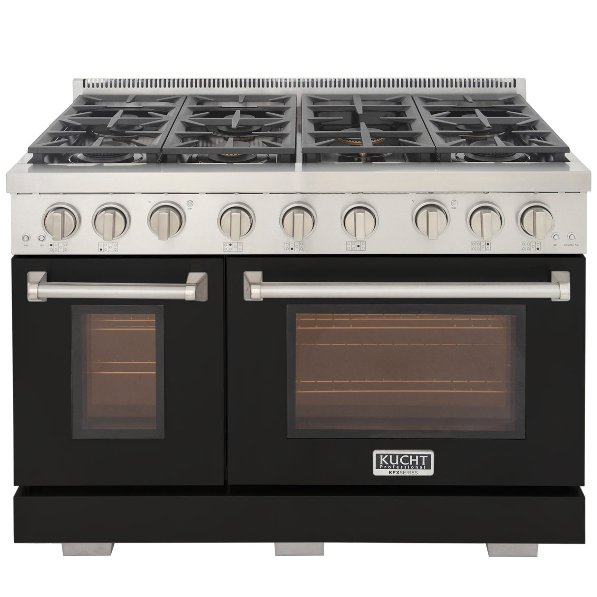 KUCHT Professional 48 in. 6.7 cu. ft. Natural Gas Range with Sealed Burners, Grill / Griddle and Two Ovens - One Convection