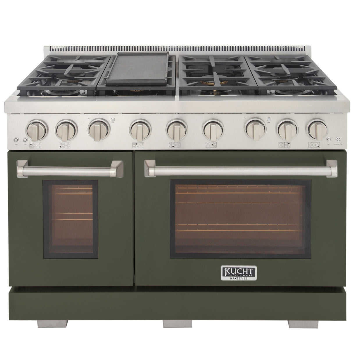 KUCHT Professional 48 in. 6.7 cu. ft. Natural Gas Range with Sealed Burners, Grill / Griddle and Two Ovens - One Convection