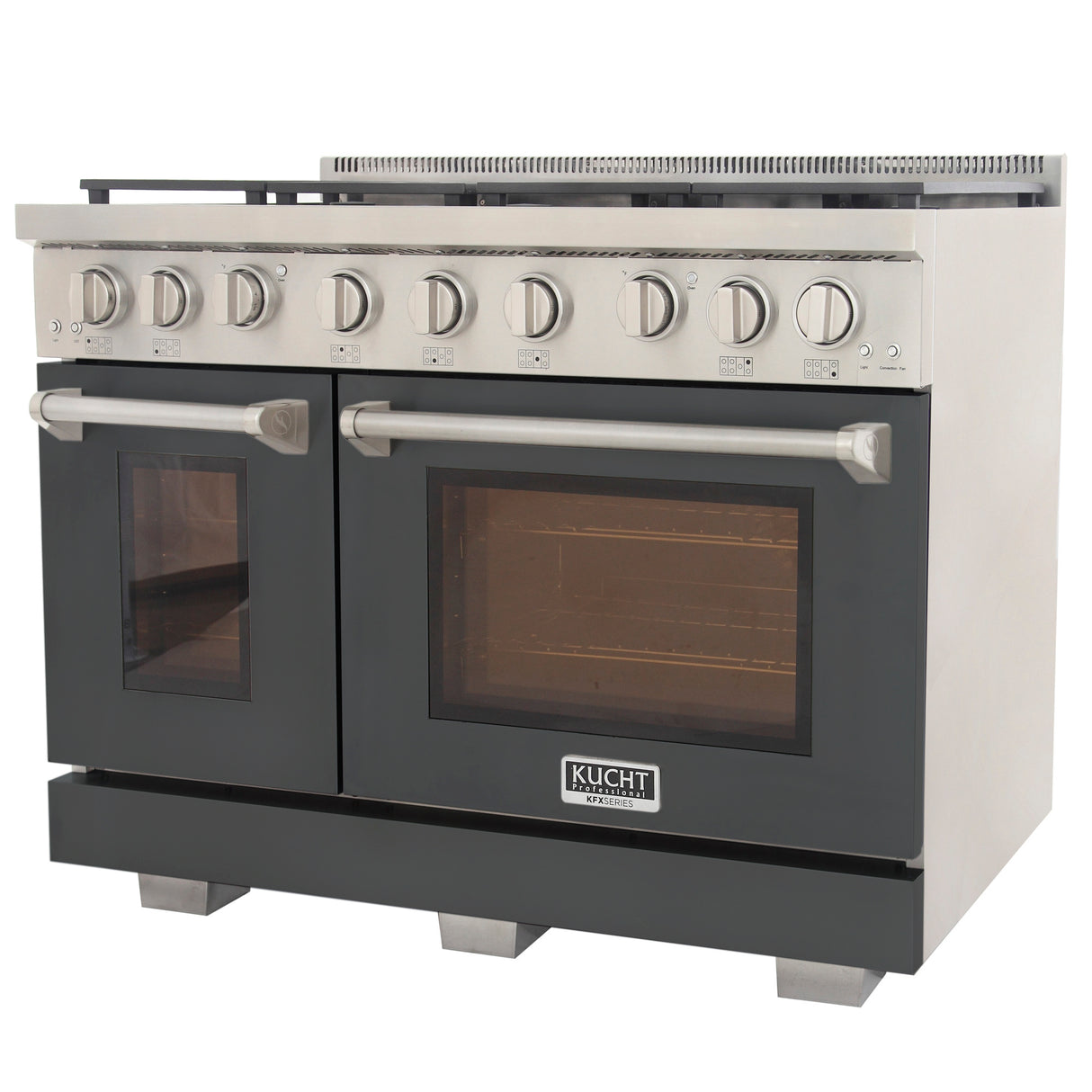 KUCHT Professional 48 in. 6.7 cu. ft. Natural Gas Range with Sealed Burners, Grill / Griddle and Two Ovens - One Convection