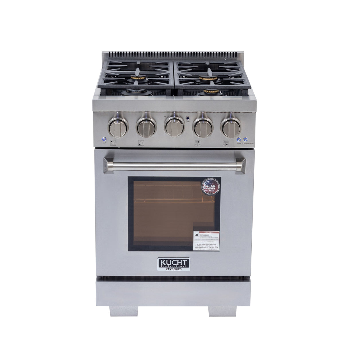 KUCHT Professional 24 in. 2.5 cu. ft. Natural Gas Range and Convection Oven in Stainless Steel with True Simmer Burners