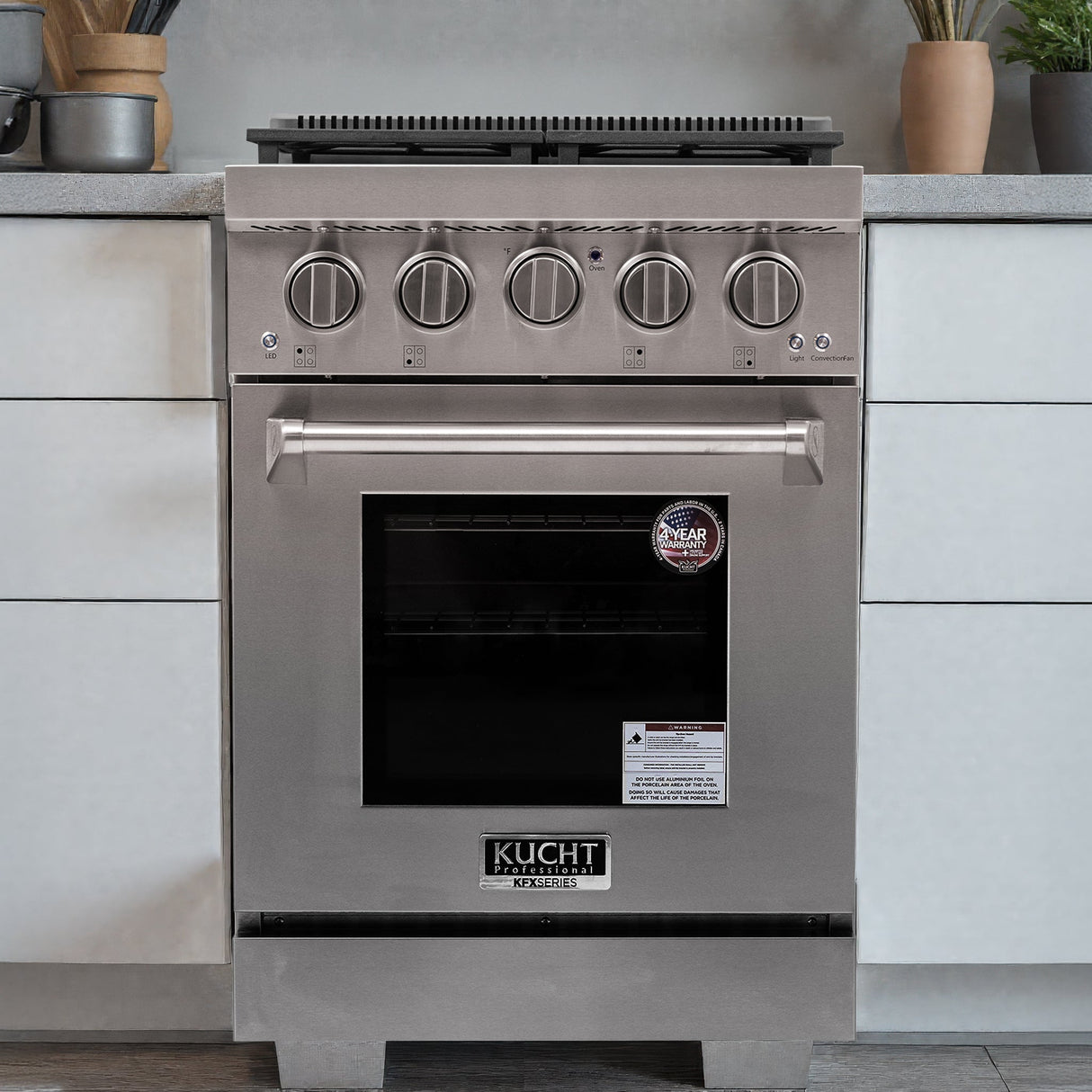 KUCHT Professional 24 in. 2.5 cu. ft. Natural Gas Range and Convection Oven in Stainless Steel with True Simmer Burners