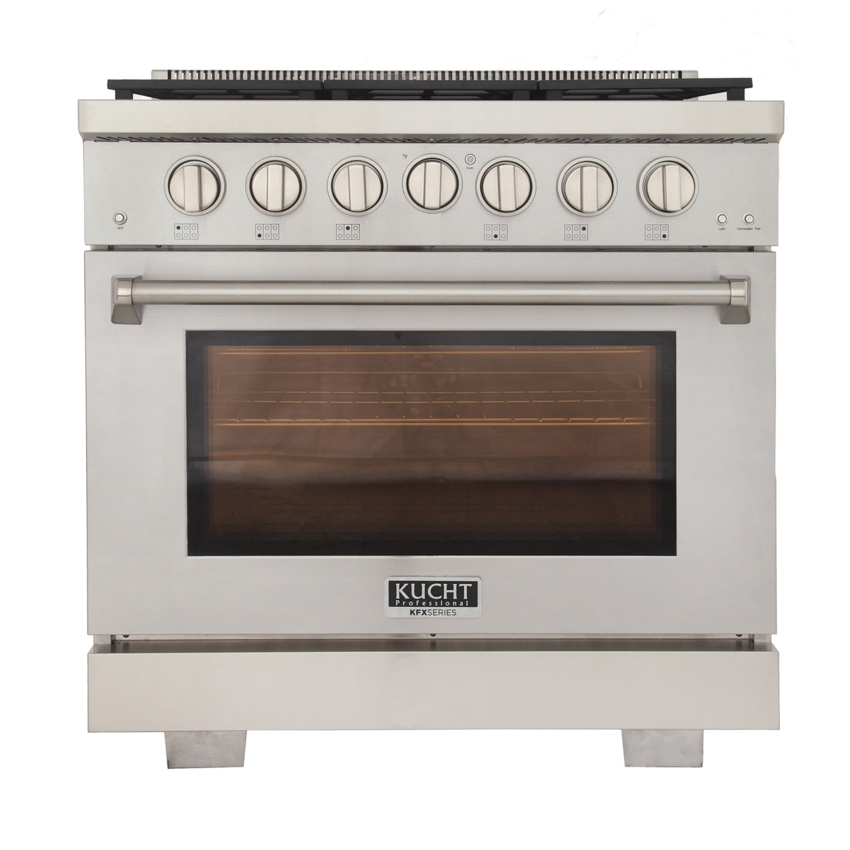KUCHT Professional 36 in. 5.2 cu. ft. Propane Gas Range with Sealed Burners and Convection Oven in Stainless Steel With Knobs