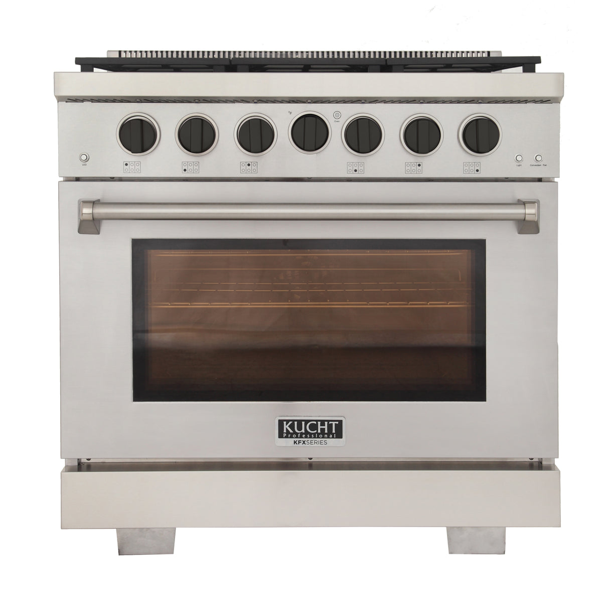 KUCHT Professional 36 in. 5.2 cu. ft. Natural Gas Range with Sealed Burners and Convection Oven in Stainless Steel With Knobs