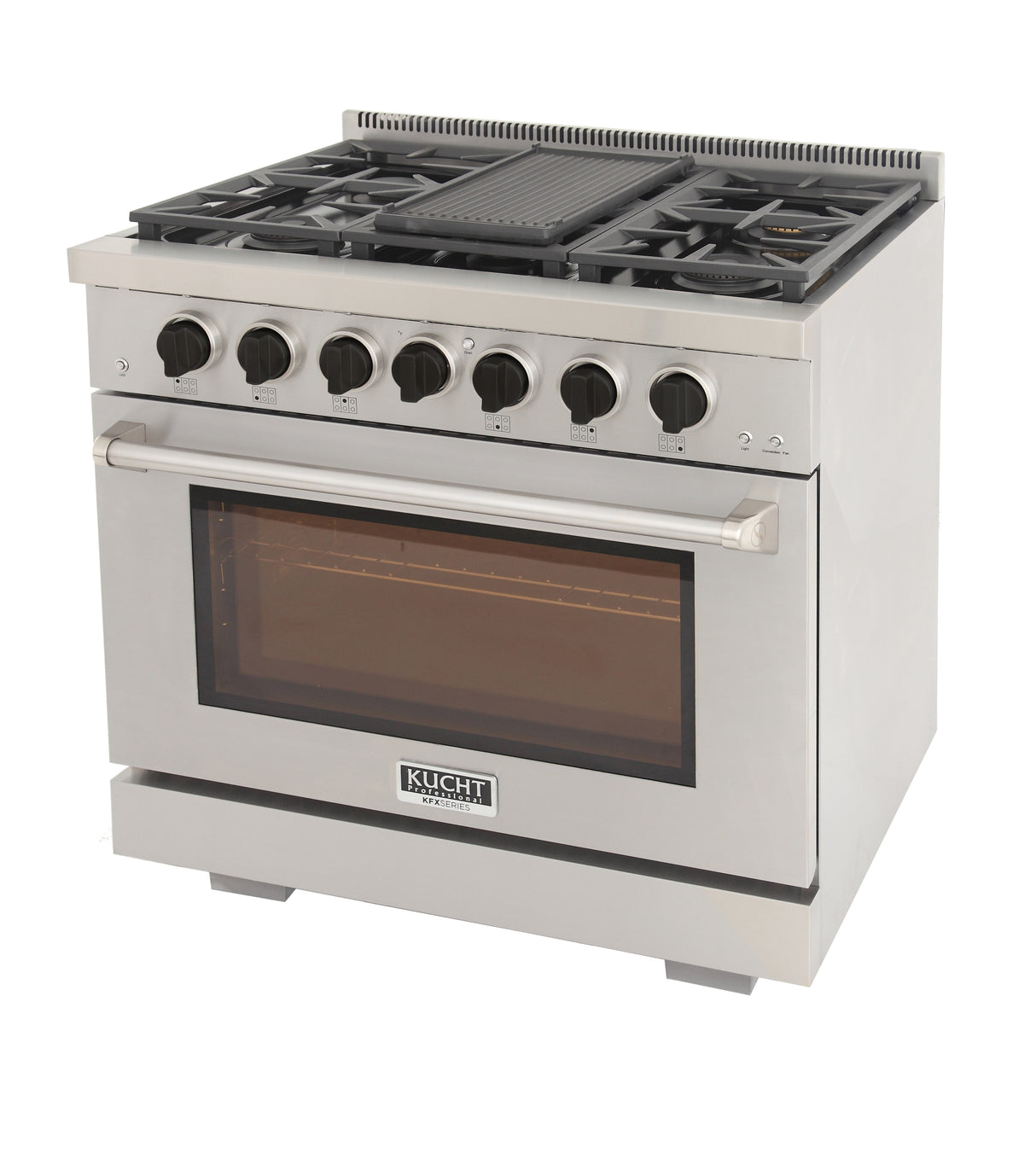KUCHT Professional 36 in. 5.2 cu. ft. Natural Gas Range with Sealed Burners and Convection Oven in Stainless Steel With Knobs