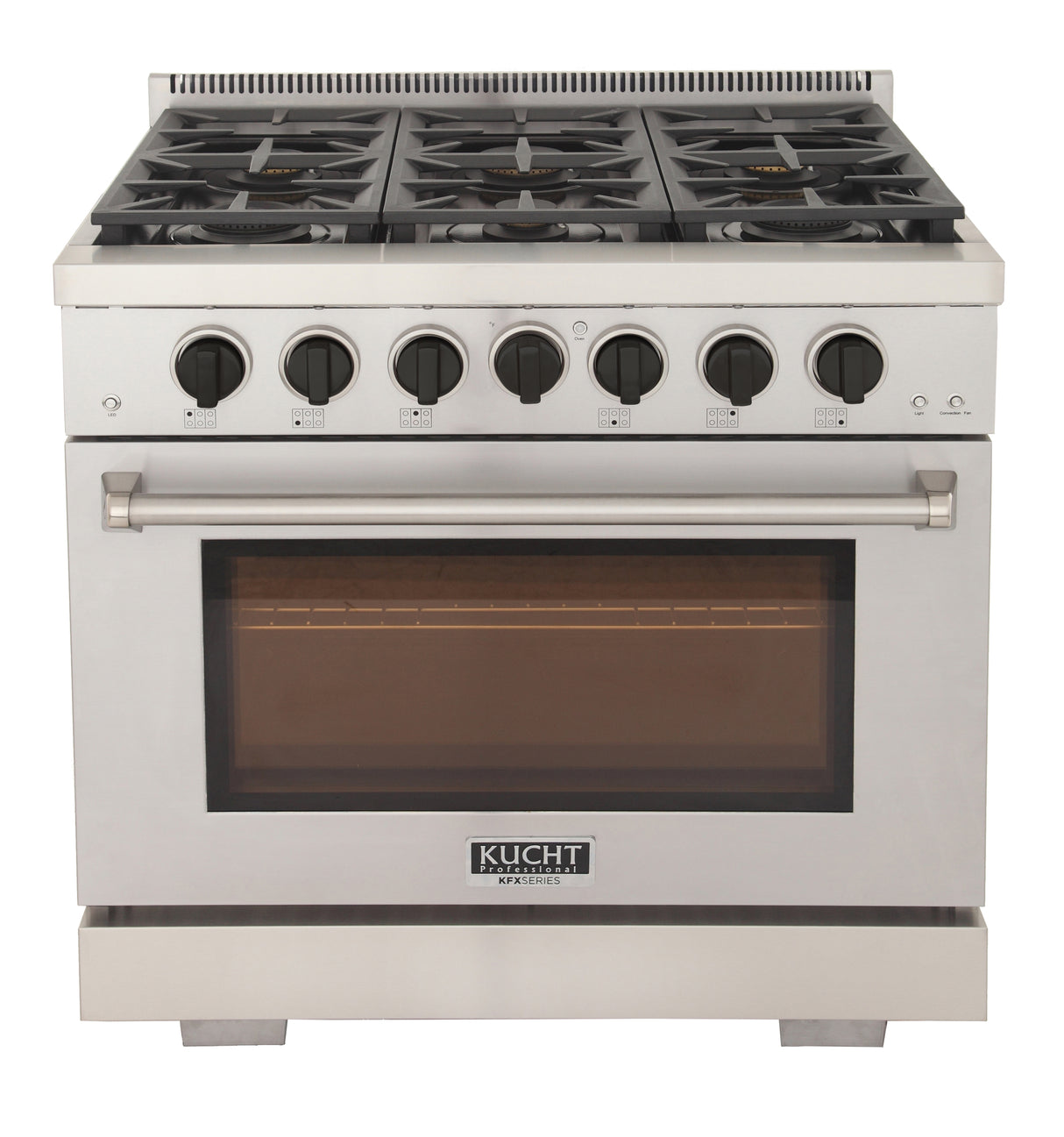 KUCHT Professional 36 in. 5.2 cu. ft. Propane Gas Range with Sealed Burners and Convection Oven in Stainless Steel With Knobs